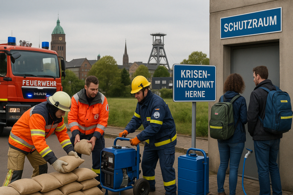 KI generiertes Bild zum Thema Katastrophenschutz und Zivilschutz in Herne